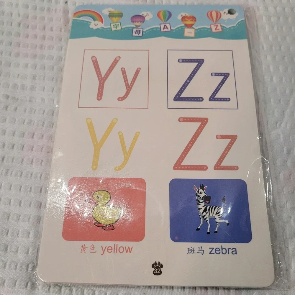 Kids Tracing Practice Set 4 Packs Dry Erase Alphabet Shapes Writing Card Ages 3+